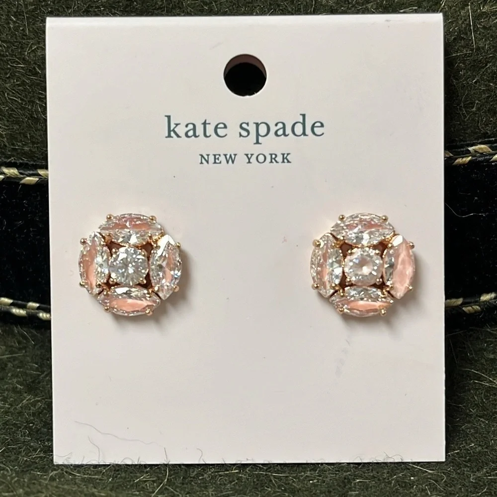 Brand New Kate Spade Flying Colors Blush Post Earrings Marquise Cluster Studs